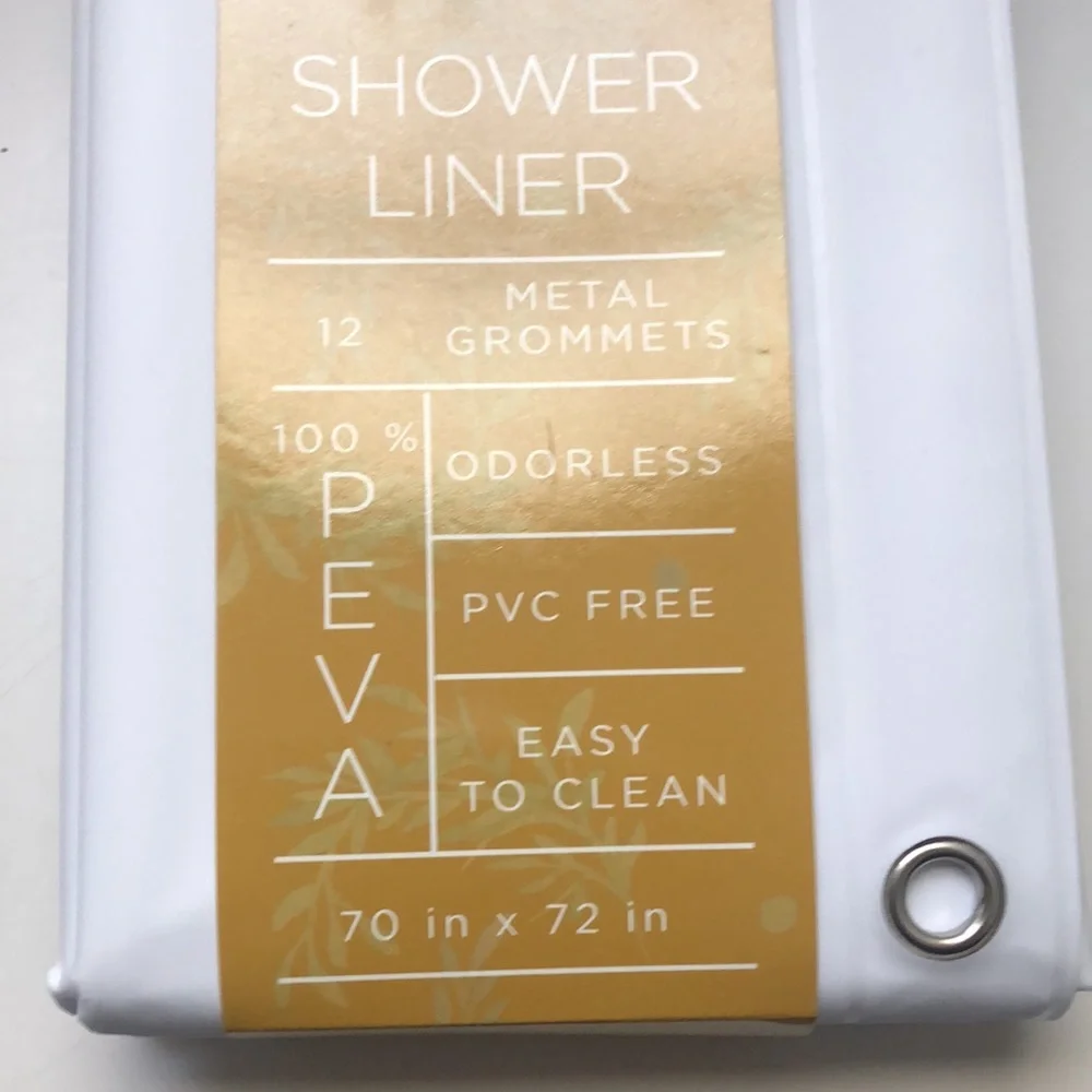 New White 70 X 72 inch Standard Size Peva Shower Liner Curtain